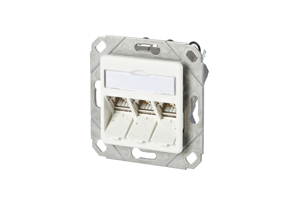 METZ CONNECT BTR C6A Module 3 Port Flush-Mounted Connection Box Pure White (130B11D31102-E) RJ-45