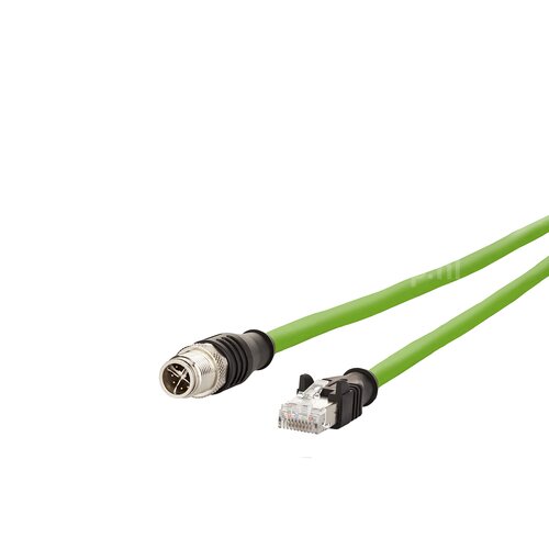 METZ CONNECT Network Cable - 8-pin M12-X (M) to RJ-45 (M) - 2.0 m - Shielded - CAT 6a - Green (142M2X15020)