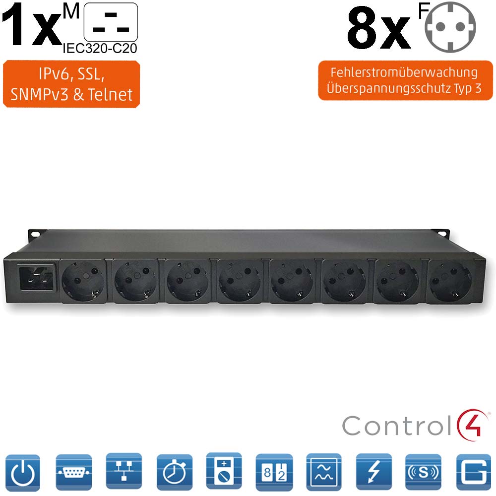 Güde Expert Power Control 8031 Power Distribution Unit (PDU) 8 AC Outputs Black (8031-3)