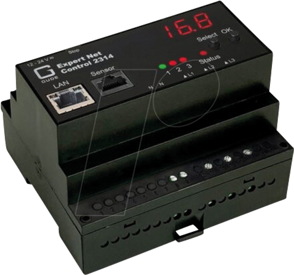 GUDE 2314-1 IP Relay Control with 3 Outputs and Energy Measurement DIN Rail (2314-1)
