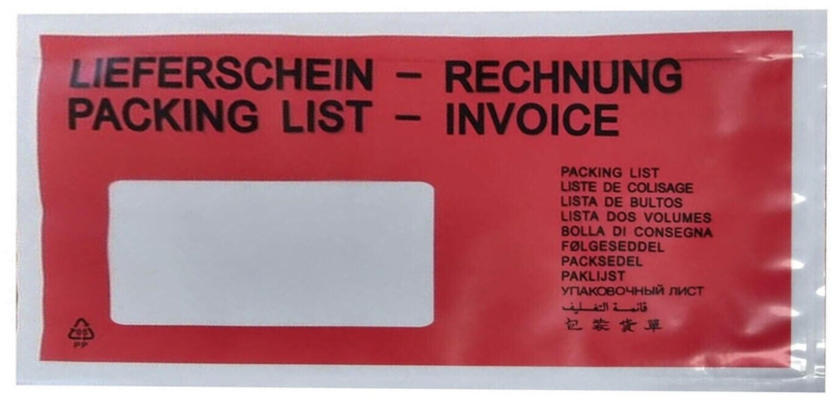 LMG Signal Technology - Delivery Note Pouches - Plastic DIN Long - 1,000 pcs (DLPE-1000)