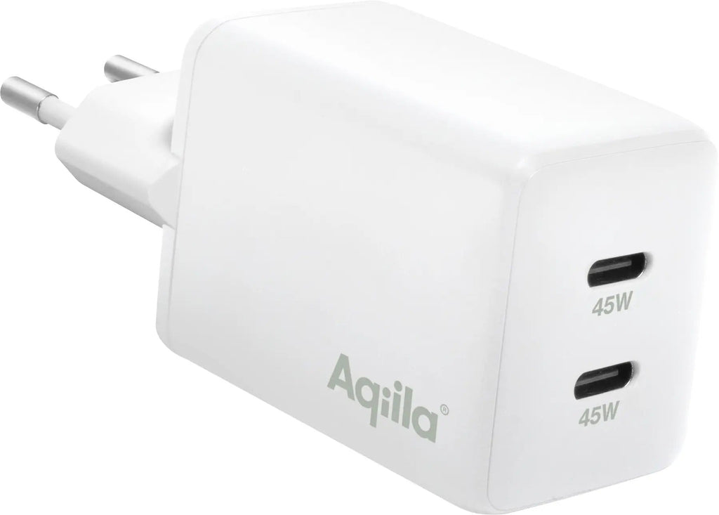 DEHNER GaN USB Charger with Plug-Set EU/UK, 2xUSB-C, White, XYPD65CC-ZUZ