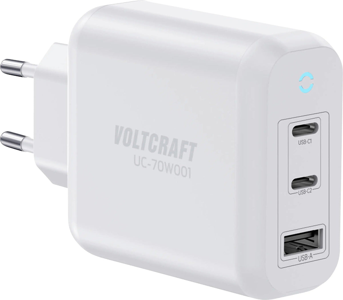DEHNER GaN USB Charger with Plug-Set EU/UK, 2xUSB-C, White, XYPD65CC-ZUZ