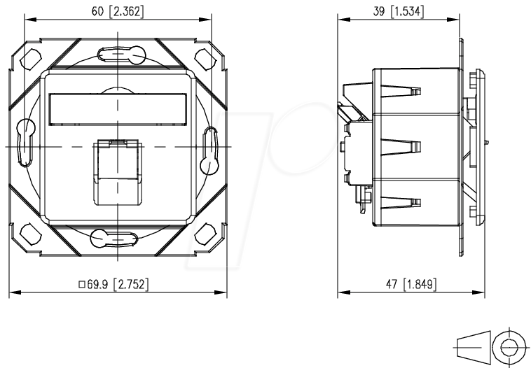 METZ CONNECT RJ45 Socket E-DAT C6A IDC Pure White (130D371102-I)