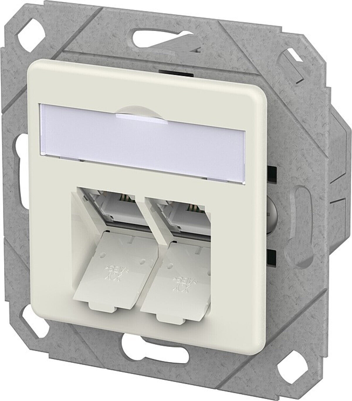 METZ CONNECT RJ45 E-DAT C6A IDC 2-Port Network Socket Pure White 130D381102-I