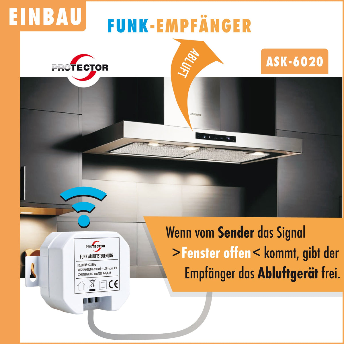 Protector Wireless Exhaust Control ASK-6020 1000 W White (15031)
