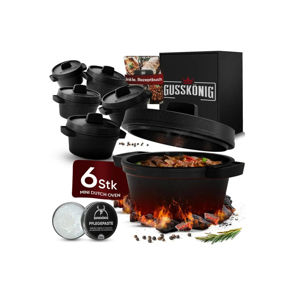 Gusskönig Seasoned Mini Dutch Oven Set - 6 x 300 ml (GK-49)