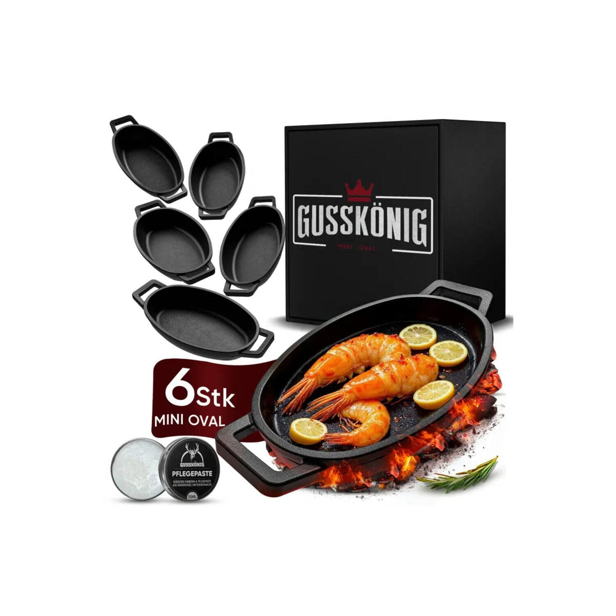 Gusskönig Seasoned Oval Mini Cast Iron Pan 6x11.7 cm (GK-52)
