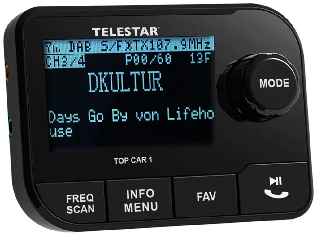 Telestar TOP CAR 1 DAB+ Receiver with Hands-Free Function and Suction Cup Mount (5100001)