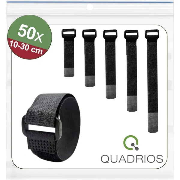 Quadrios Hook and Loop Cable Ties for Bundling, 50 Pieces, 2 cm Wide (25CA575)