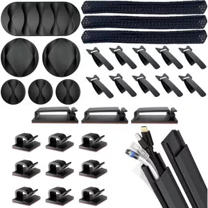 Quadrios Cable Holder Assortment Box Black 34 Pieces 25CA578