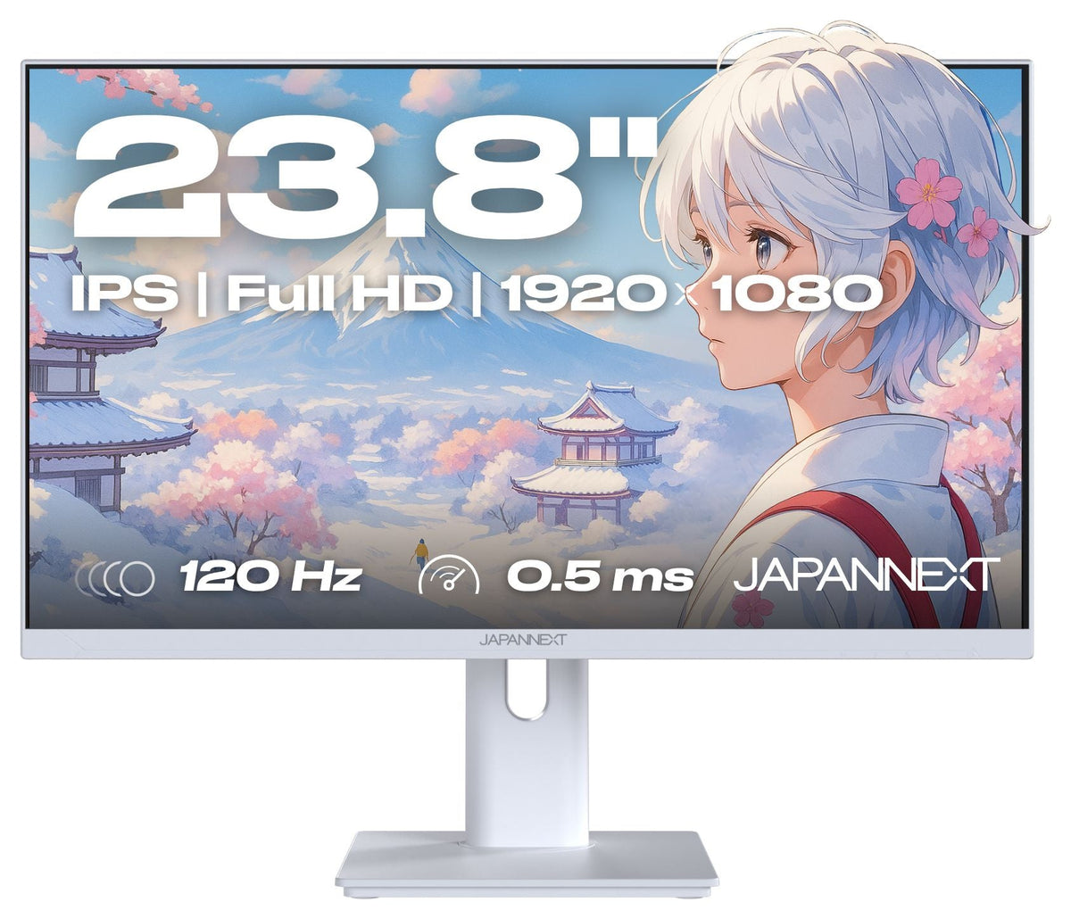JAPANNEXT FHD Gaming Monitor 23.8" - 1920x1080 IPS Panel - 0.5ms - 120Hz - AMD FreeSync - HDMI, VGA - JN-I238FHD120F-HSP-W