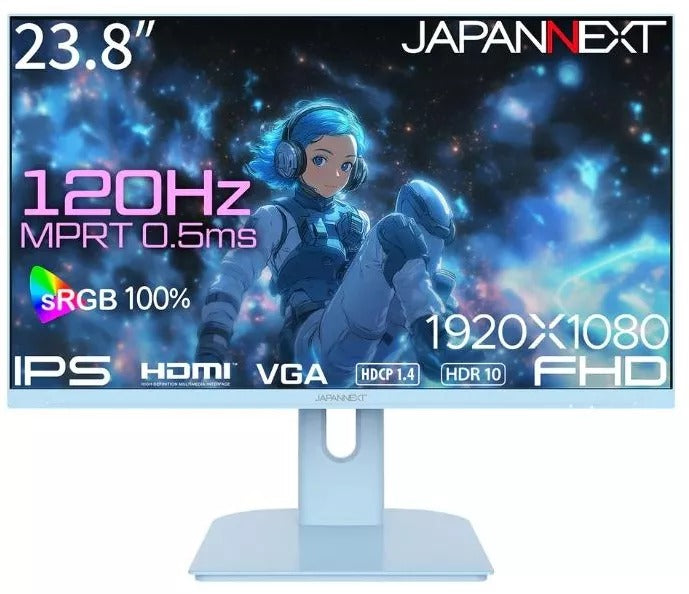 JAPANNEXT FHD Gaming Monitor 23.8" 1920x1080, IPS Panel, 0.5ms, 120Hz, AMD FreeSync, HDMI, VGA (JN-I238FHD120F-HSP-BB)