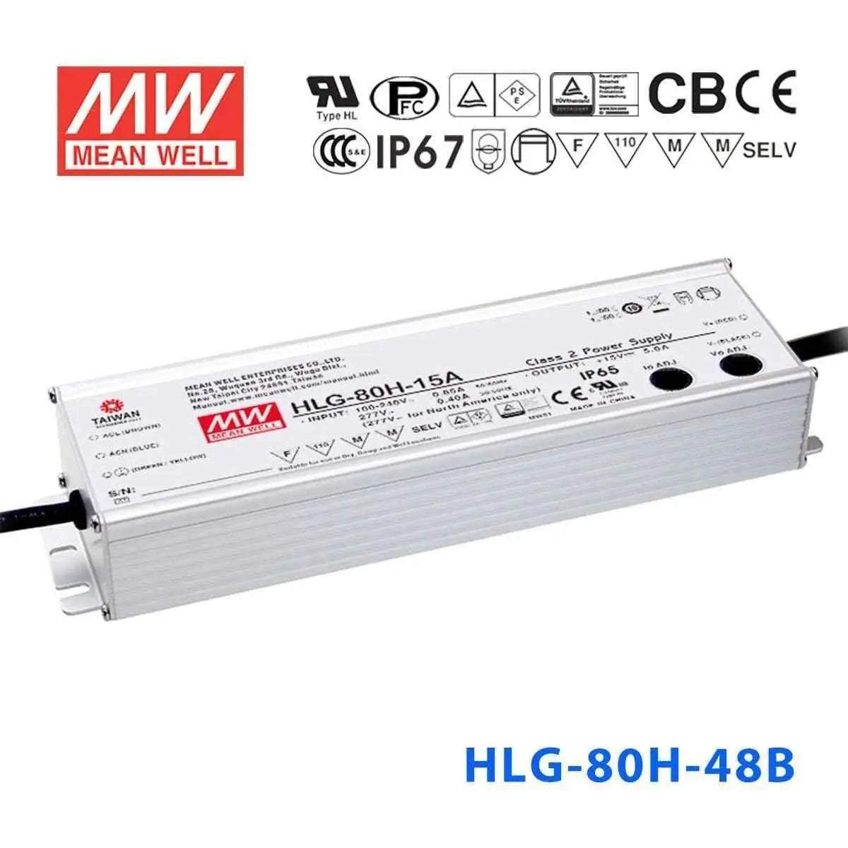 Meanwell HLG-80H-48B Power Supply 80W IP20 48V (HLG-80H-48B)