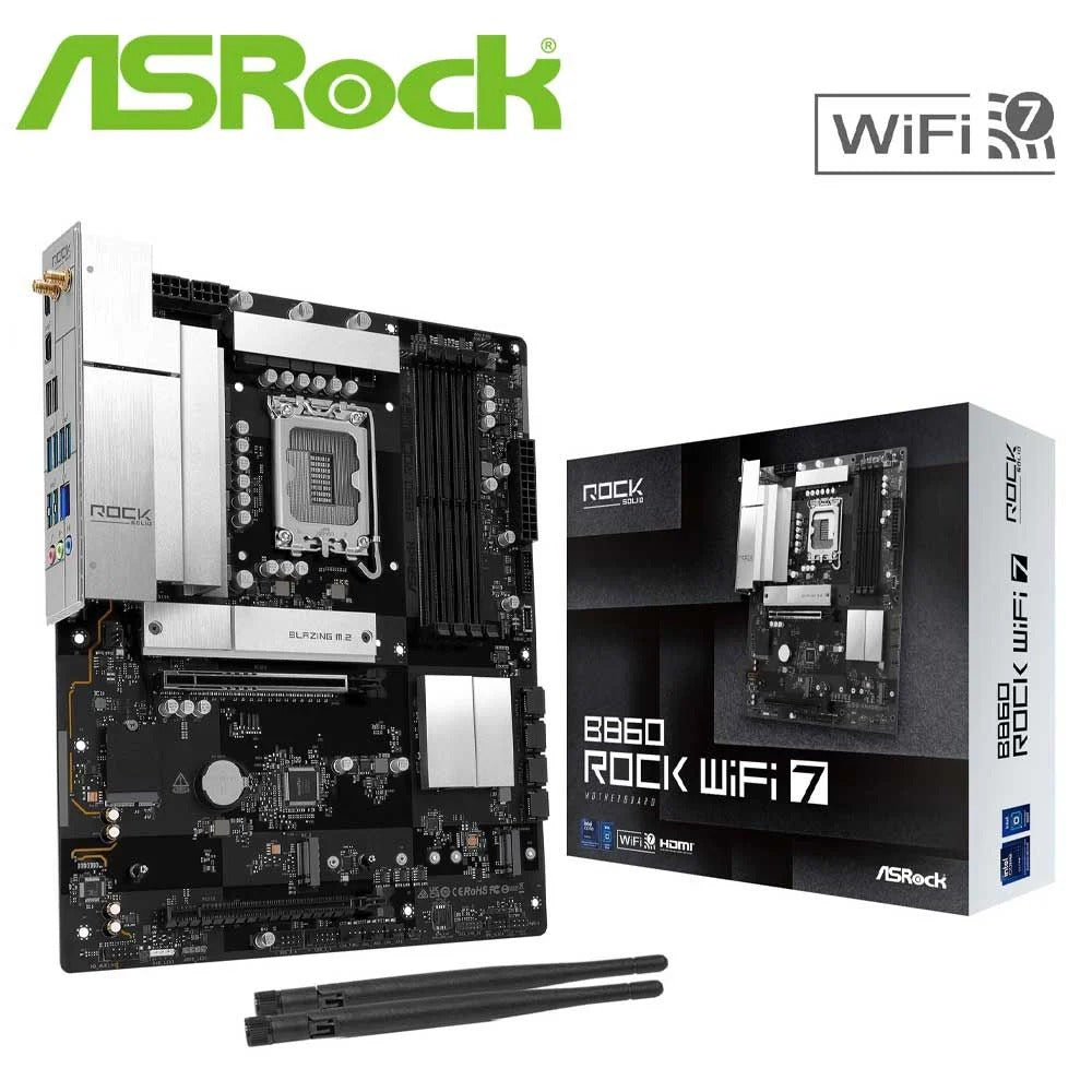 ASRock B860 Rock WiFi7 ATX Motherboard - HDMI/DP - DDR5 90-MXBUA0-A0UAYZ