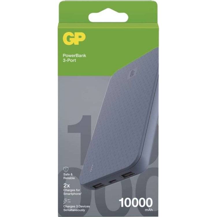 GP Power Bank 10000mAh USB A USB C Grey - Model GPPBB10BBLBSR547