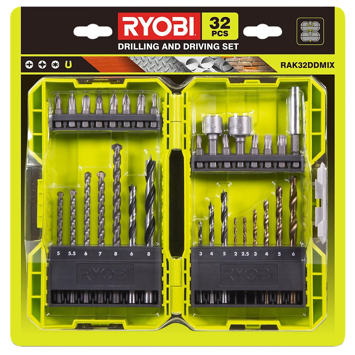 RYOBI Mixed Drill & Driver Set 30 Pieces RAK32DDMIX