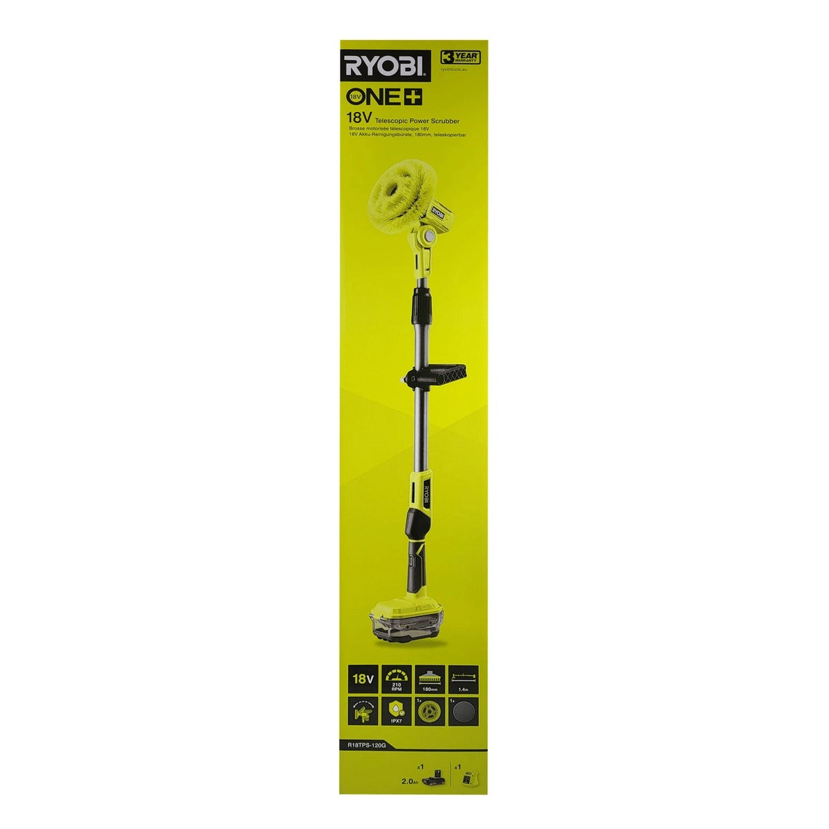Ryobi R18TPS-120 G Cordless Telescopic Power Brush - 18V