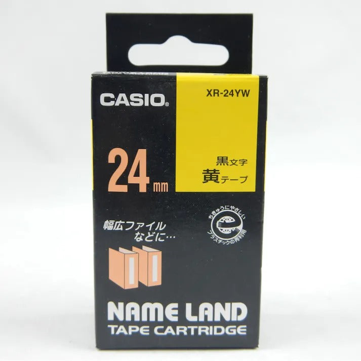 Casio Self-adhesive Labels Black on Yellow Roll 2.4 cm x 8 m for Disc Title Printer CW-L300, KL 8100,8200 (XR-24YW)