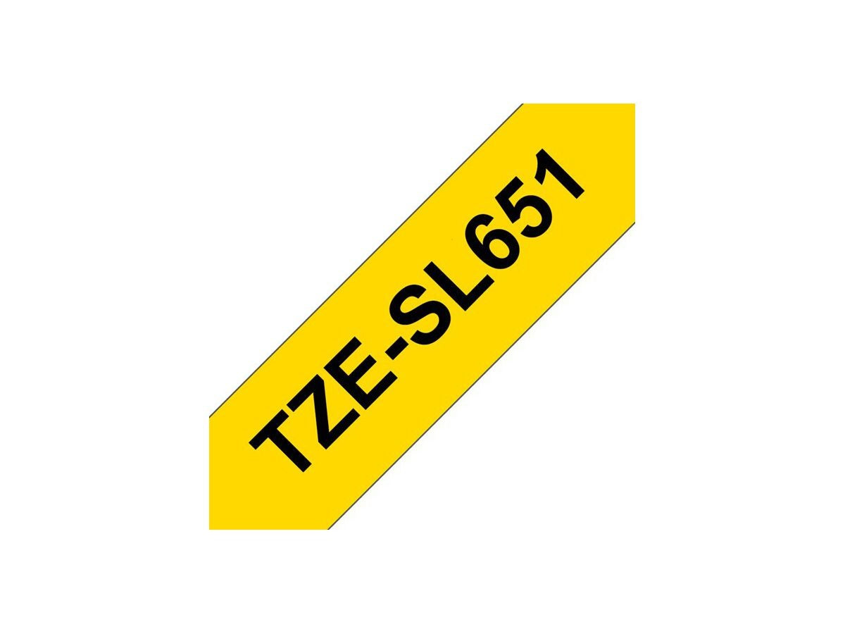 Brother TZe-SL651 Self-Adhesive Label Tape - Black on Yellow - 2.4 cm x 8 m - for P-Touch PT-D800W, PT-E550WSP, PT-E550WVP, PT-P900W, PT-P950NW