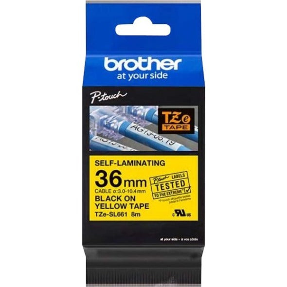 Brother TZe-SL661 Self-Adhesive Label Tape, Black on Yellow, 3.6 cm x 8 m - 1 Roll for P-Touch PT-D800W, PT-P900W, PT-P950NW (TZESL661)