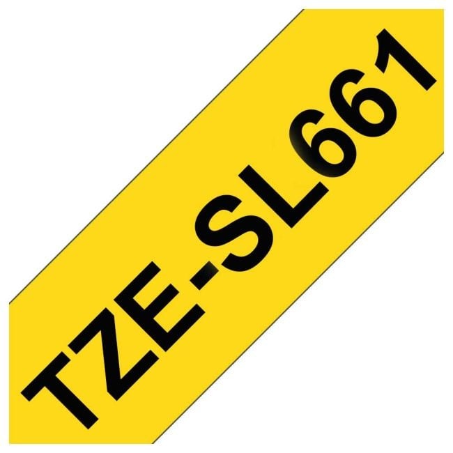 Brother TZe-SL661 Self-Adhesive Label Tape, Black on Yellow, 3.6 cm x 8 m - 1 Roll for P-Touch PT-D800W, PT-P900W, PT-P950NW (TZESL661)