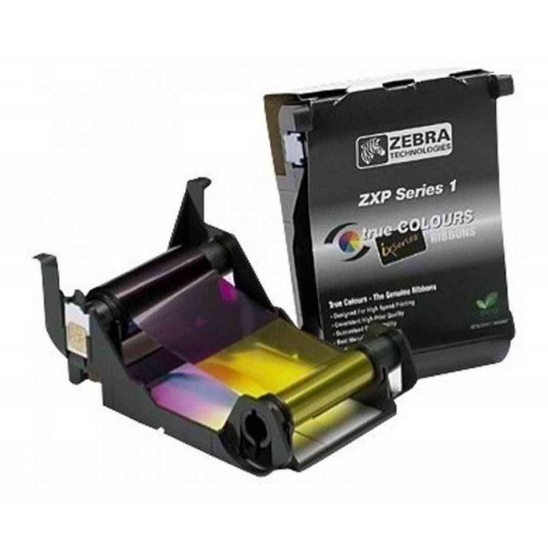 Zebra YMCKO ribbon for up to 100 plastic cards, compatible with Zebra ZXP Series 1,800011-140