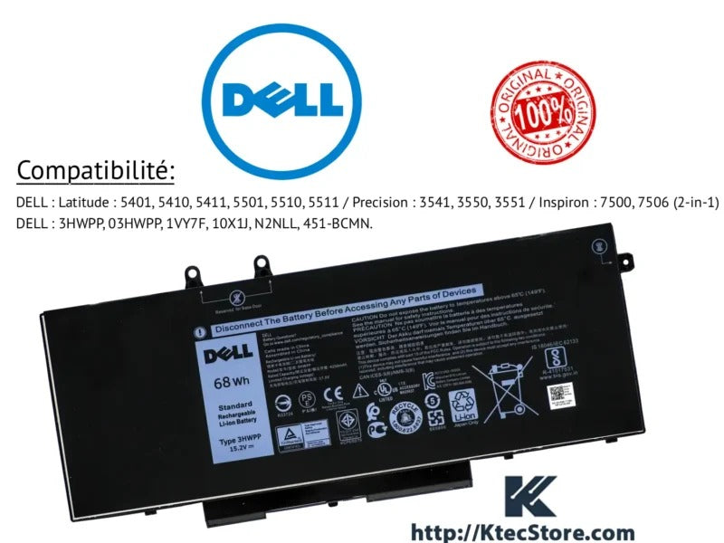 ORIGIN STORAGE BTI 4C Battery - Latitude 5501 - OEM: 3HWPP 10X1J N2NLL 1VY7F