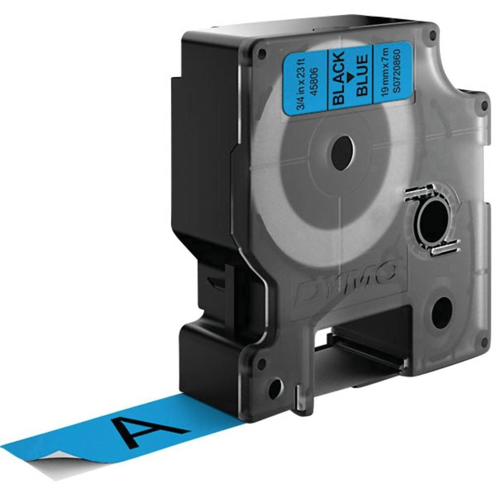 DYMO D1 - Plastic Tape - Black on Blue - Roll (1.91 cm x 7 m) - 1 Roll (45806)