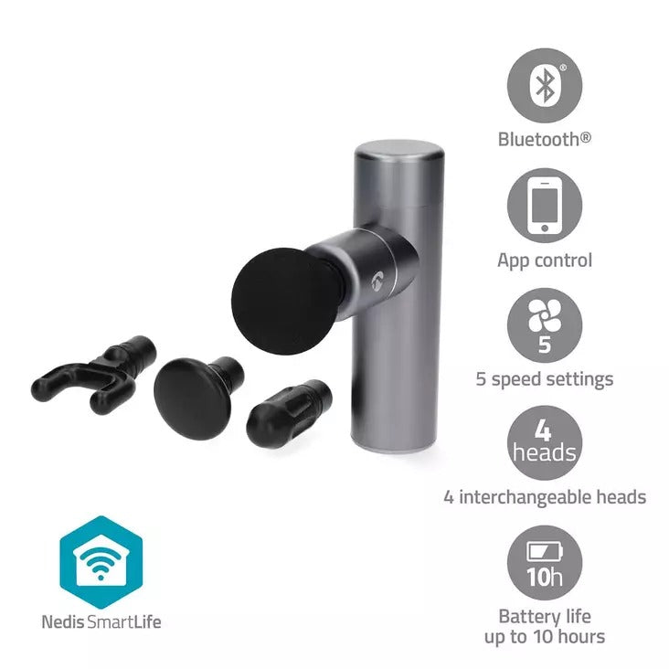 Nedis SmartLife Massage Gun 5 Modes Bluetooth Mini Ultra Light