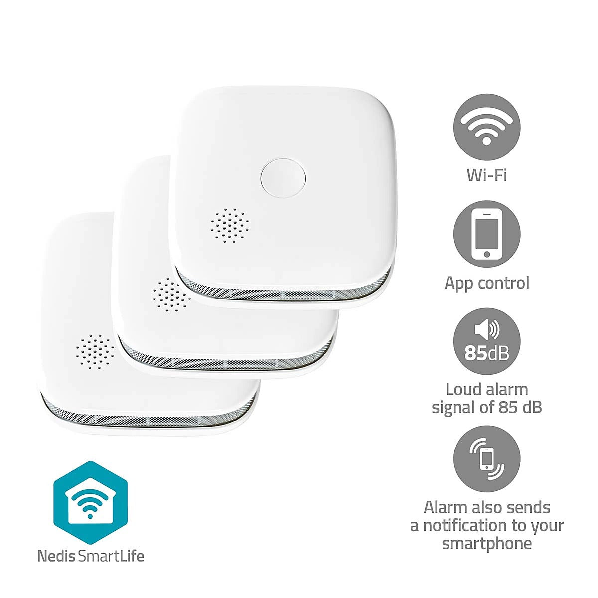 Smoke Detector Nedis SmartLife WIFIDS21WT3 3 pcs
