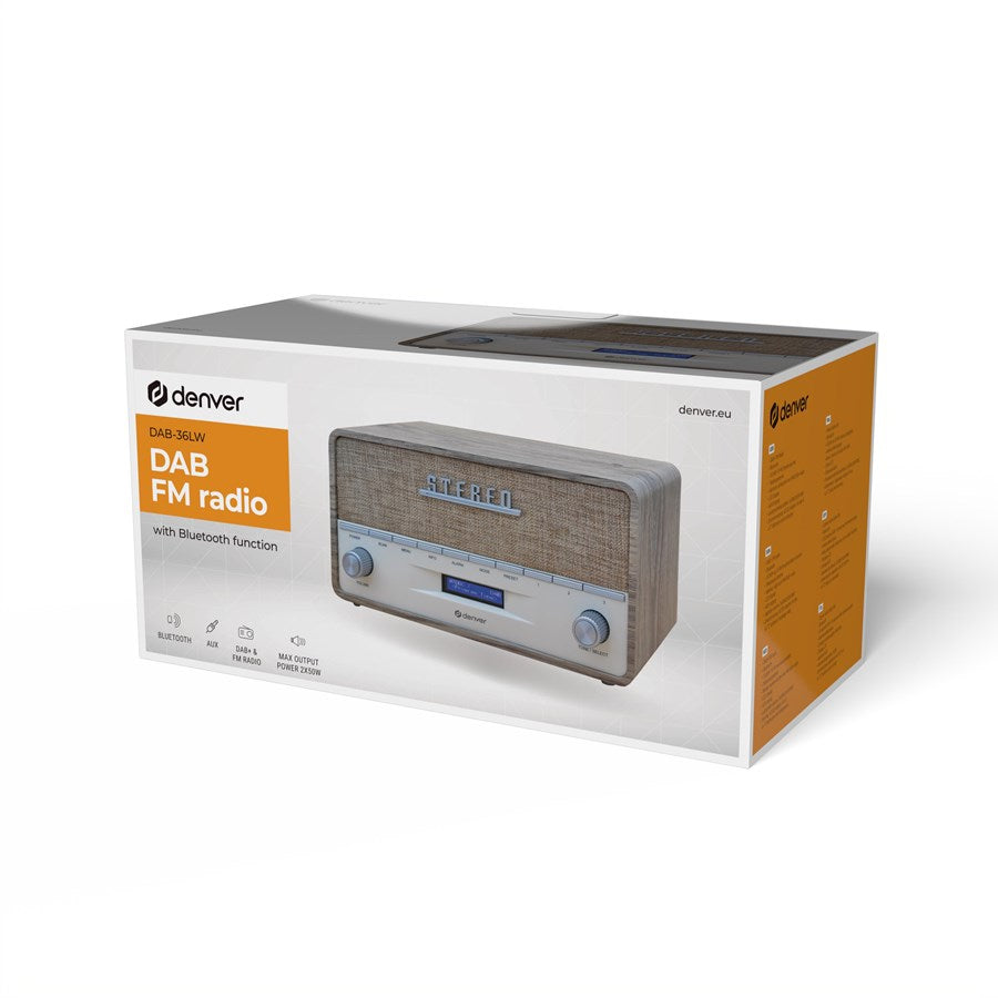 Denver DAB-36LW Portable Digital Radio Brown White