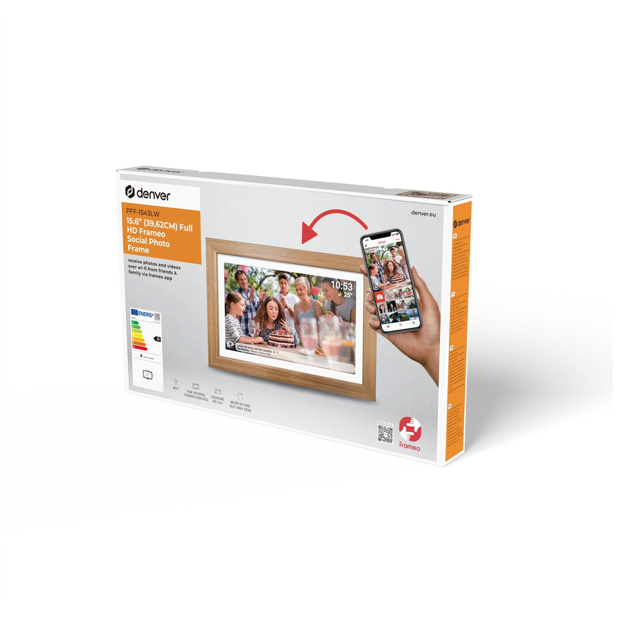 Denver PFF-1543LW Digital Photo Frame 15.6" Touchscreen Wi-Fi 1920x1080