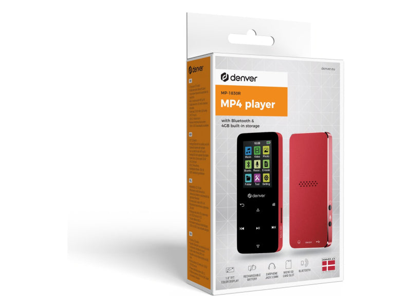 Odtwarzacz MP4 Denver MP-1830R BT 1 8  4GB czerwony