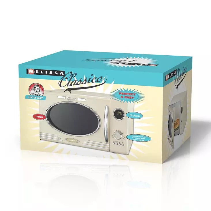 Melissa 16330128 Retro-Style Microwave Oven with Grill - 800W Microwave Power - 23 L Capacity