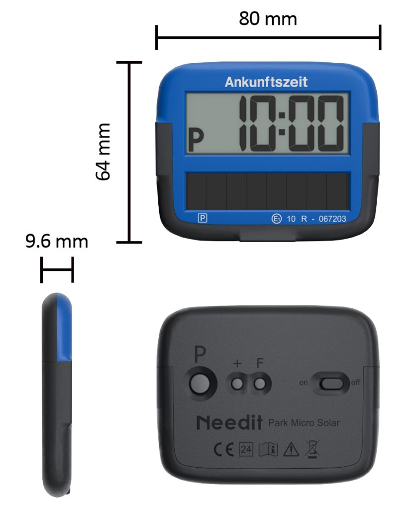 Needit PARK Micro Solar Parking Disc, Solar Powered, Motion Sensor, Approved for Cars