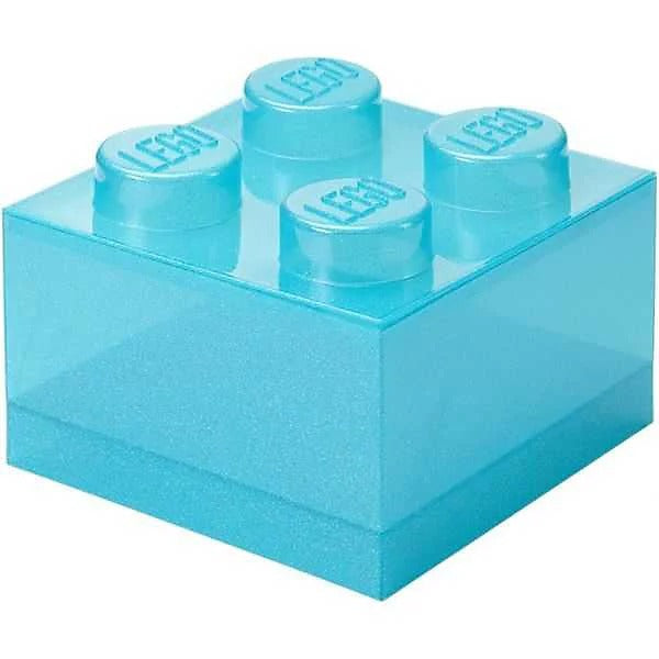 LEGO Storage Brick 4 Glitter Light Blue Stackable Box with Lid - 1 Piece (40090802)