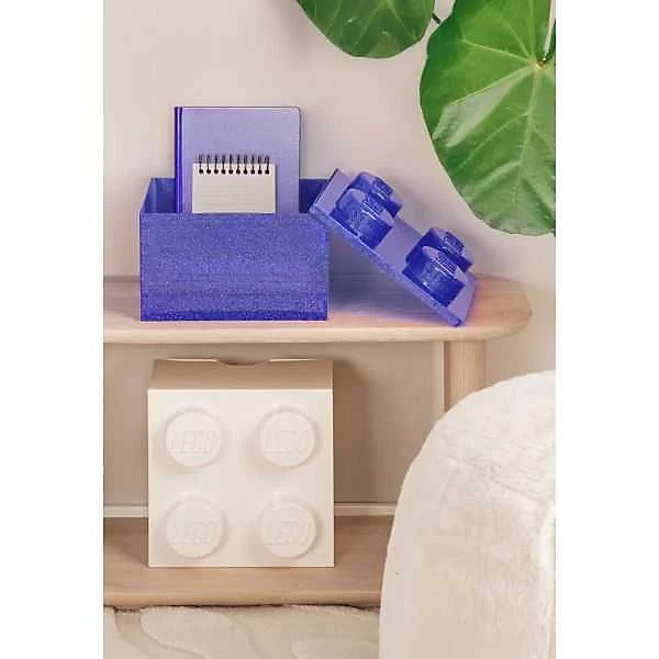 LEGO Storage Brick 4 Glitter Light Blue Stackable Box with Lid - 1 Piece (40090802)