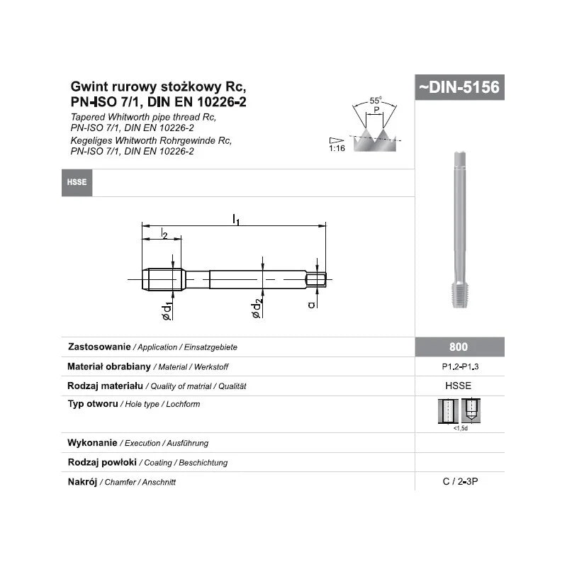 TAP G 3/8 DIN-5156C R40 HSSE 800