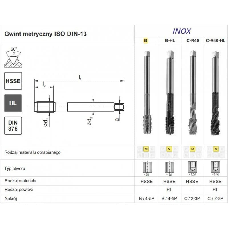 TAP M16 DIN-376B EL (6H) HSSE TN 800X