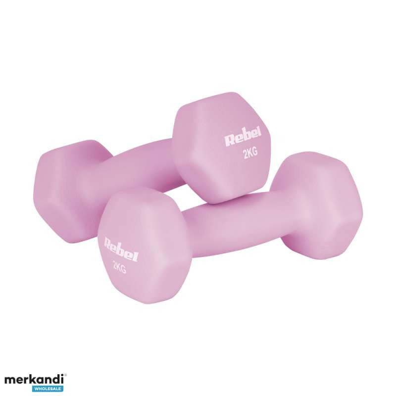 Hantelki żeliwne neoprenowe HEX zestaw 12kg (2x1kg+2x2kg+2x3kg)  REBEL ACTIVE