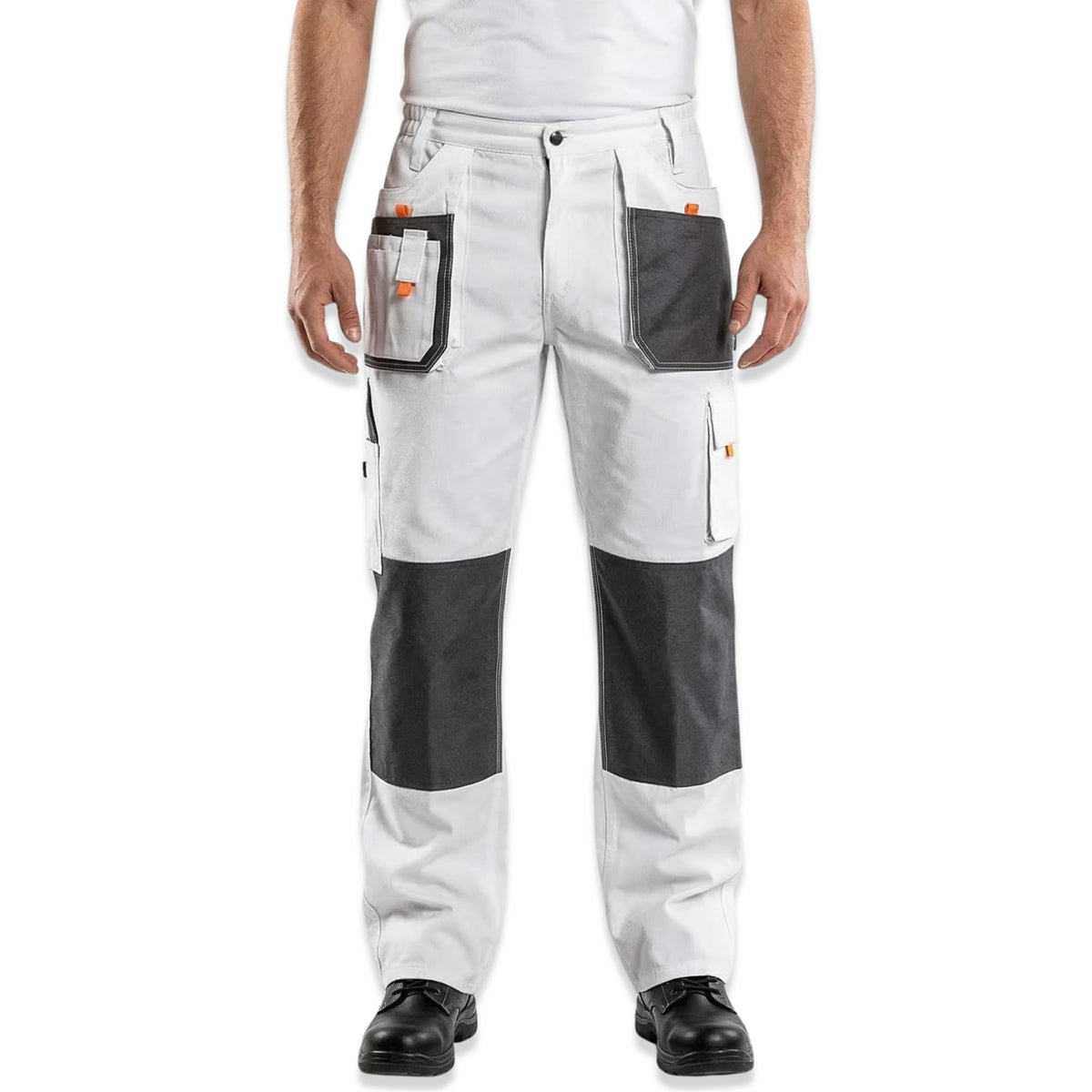 Work trousers with bibs  white  HD  size XL/56
