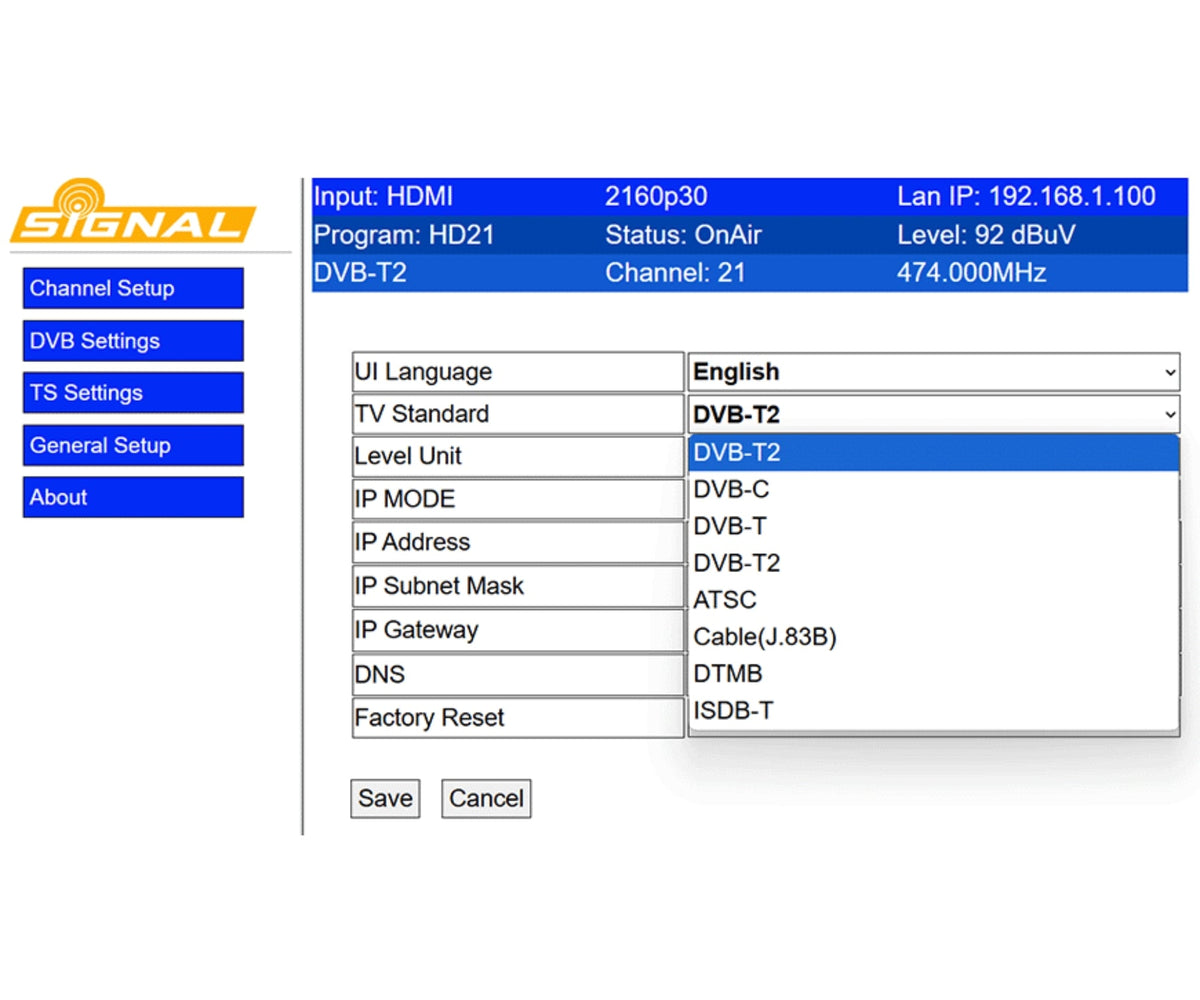 Signal MODULATOR DVB-T/T2/C SIGNAL-4K/HDMI SIGNAL | Model 16709