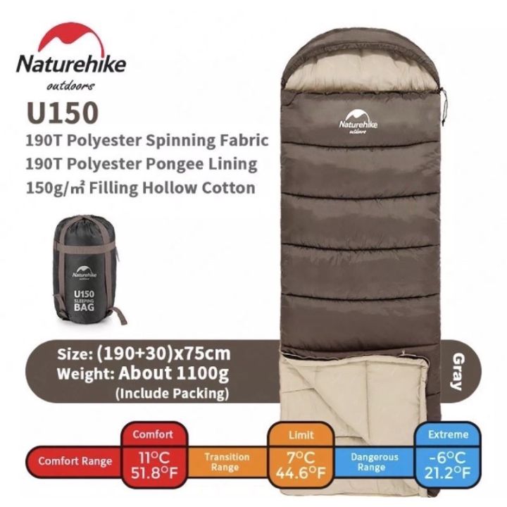 Naturehike Sleeping Bag U150 Coffee Right NH20MSD07