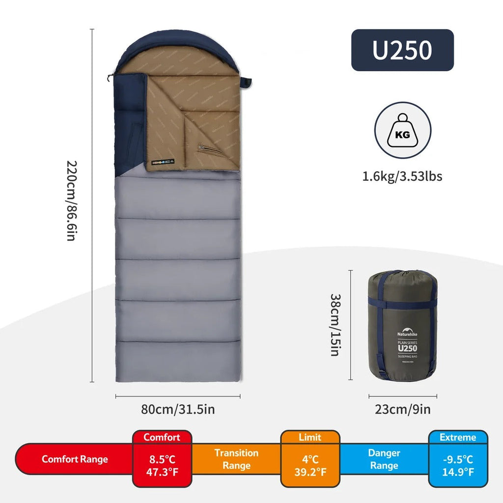 Naturehike Sleeping Bag U250 Army Green Left NH20MSD07