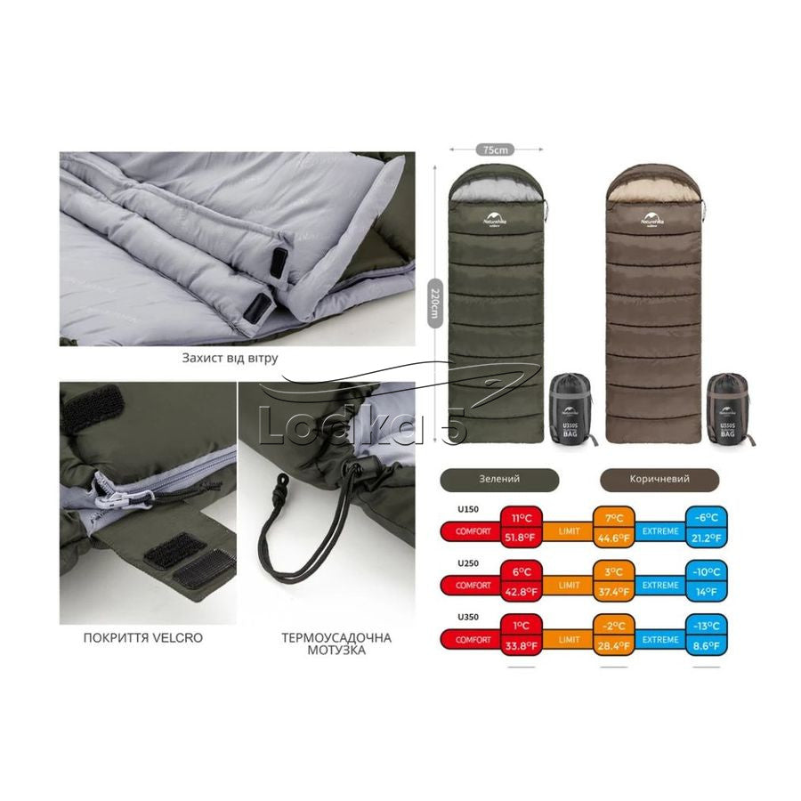 Naturehike Sleeping Bag u250 NH20MSD07 Coffee Right 1000 g | Camping