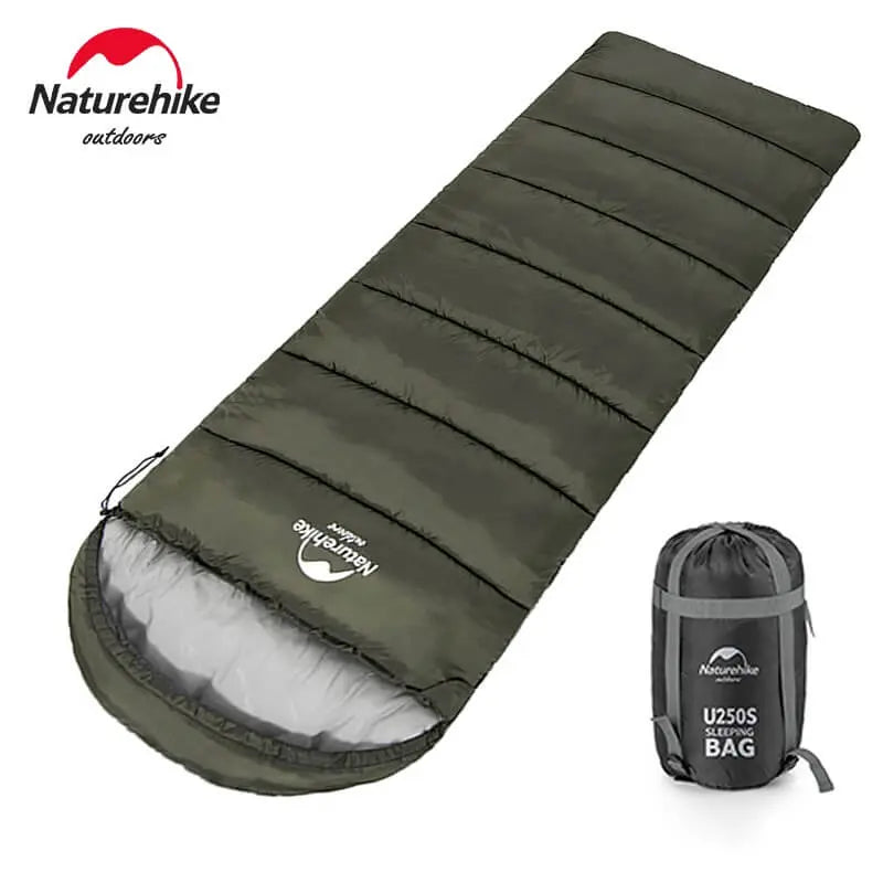 Naturehike Sleeping Bag U250S NH20MSD07, Army Green, Left-Hand, 3-Season