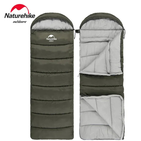 Naturehike Sleeping Bag U250S NH20MSD07, Army Green, Left-Hand, 3-Season