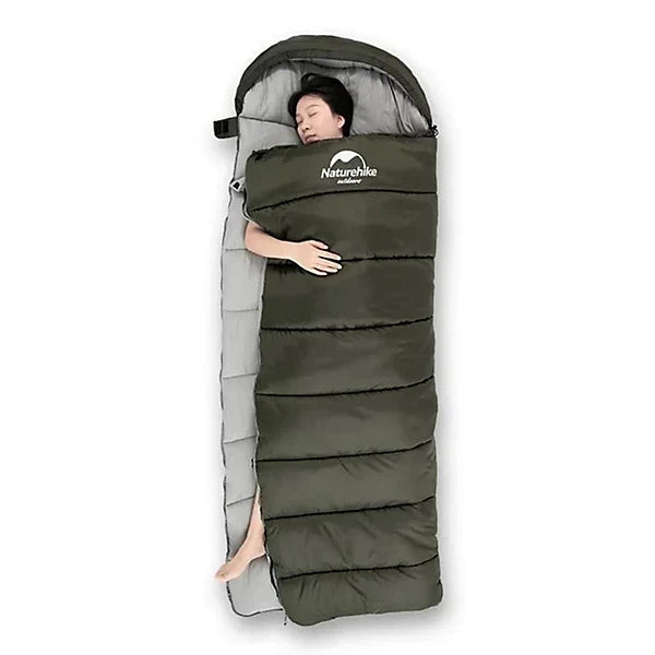 Naturehike Sleeping Bag U350S NH20MSD07, Army Green, Left-Hand, 3-Season