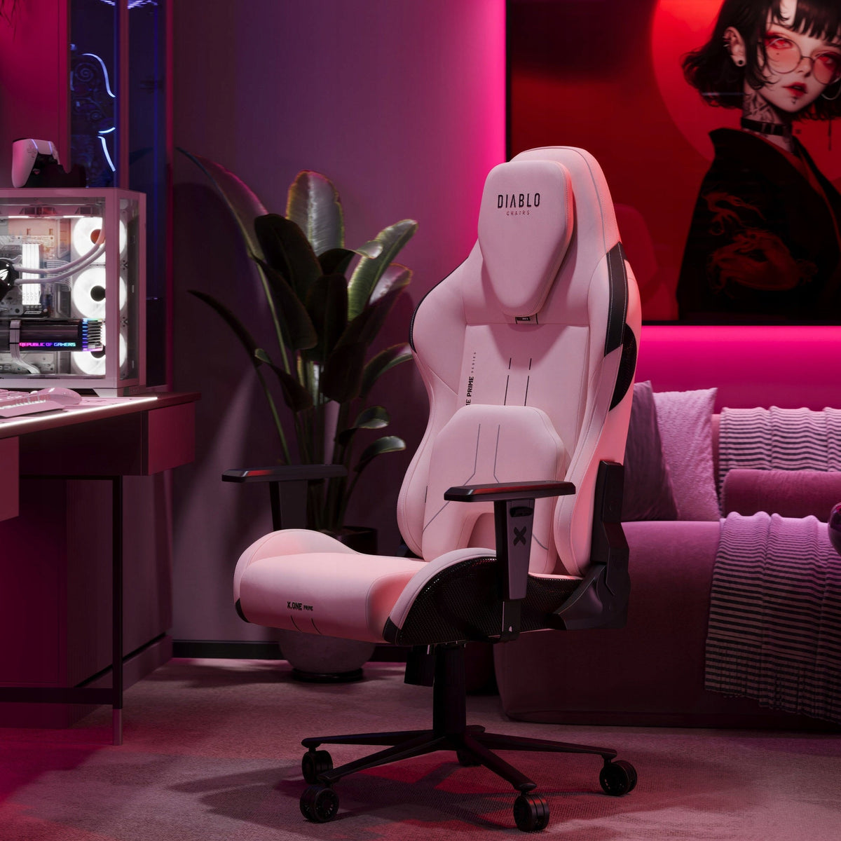 DIABLO CHAIRS Gaming Armchair X.One Prime Akira Pink Normal Size | Model: 46339